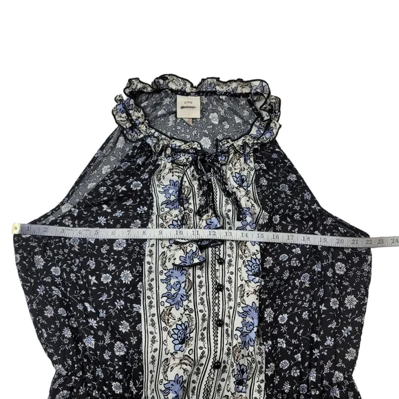 Knox Rose Black Blue White Floral Sleeveless Maxi Dress Sz XXL - Picture 5 of 6